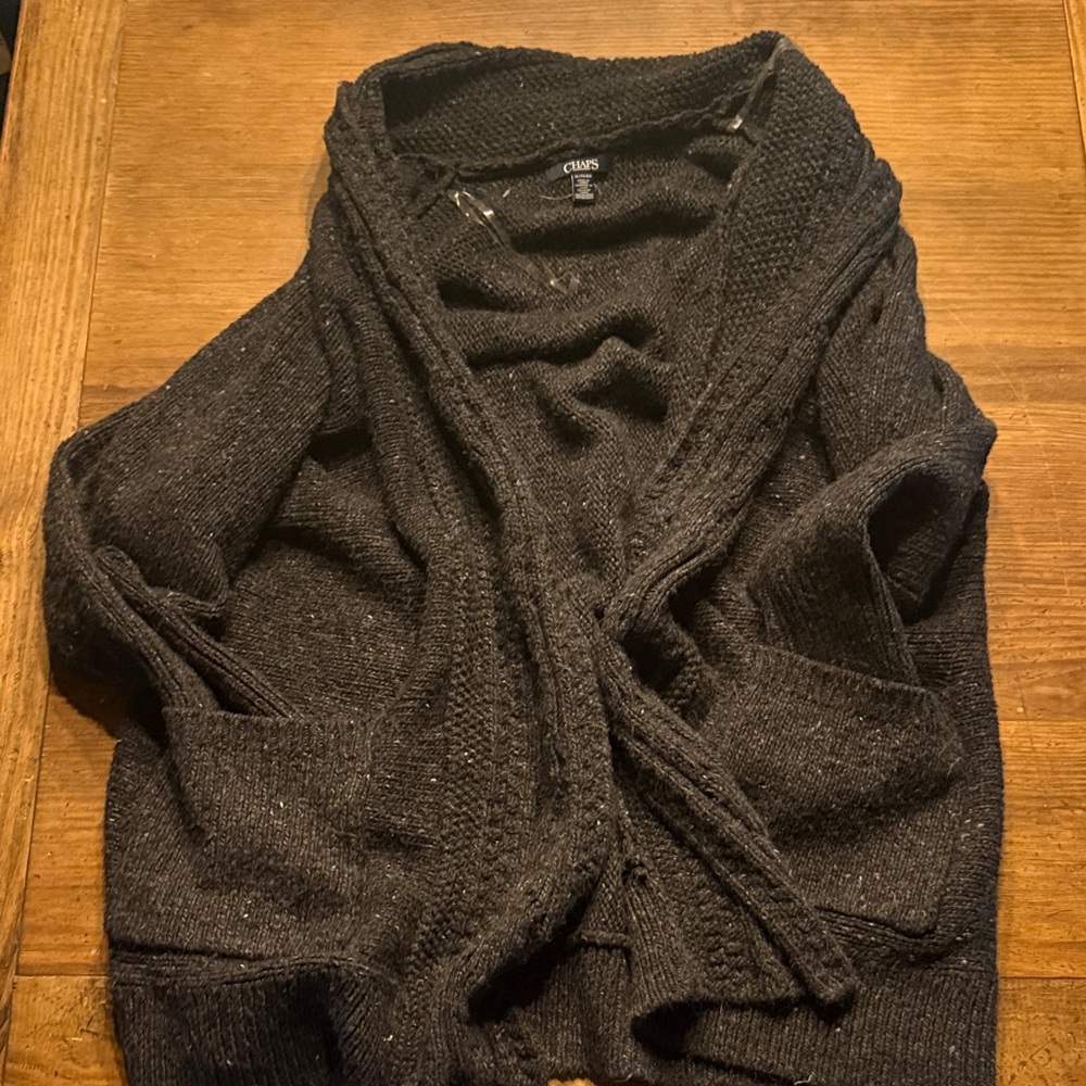 Chaps Charcoal Knit Cardigan